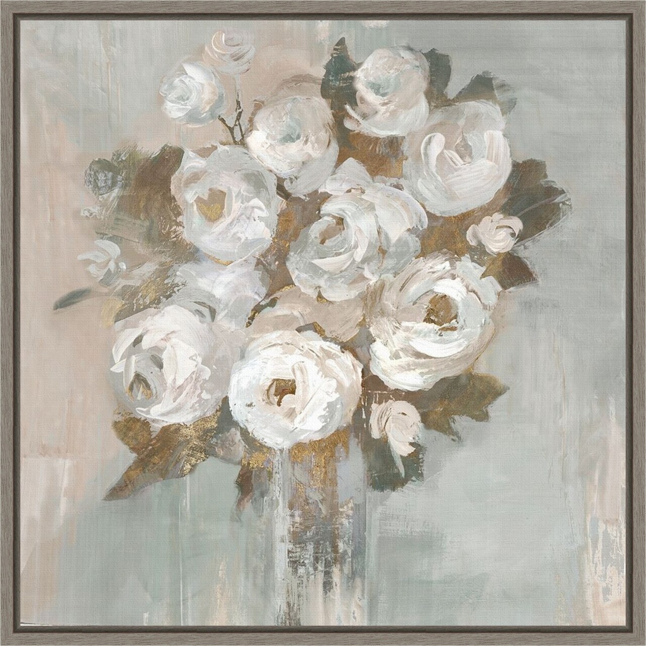 So It Goes II (Flower Bouquet) by Valerie Mravyan 16-in. W x 16-in. H. Canvas Wall Art Print Framed in Grey